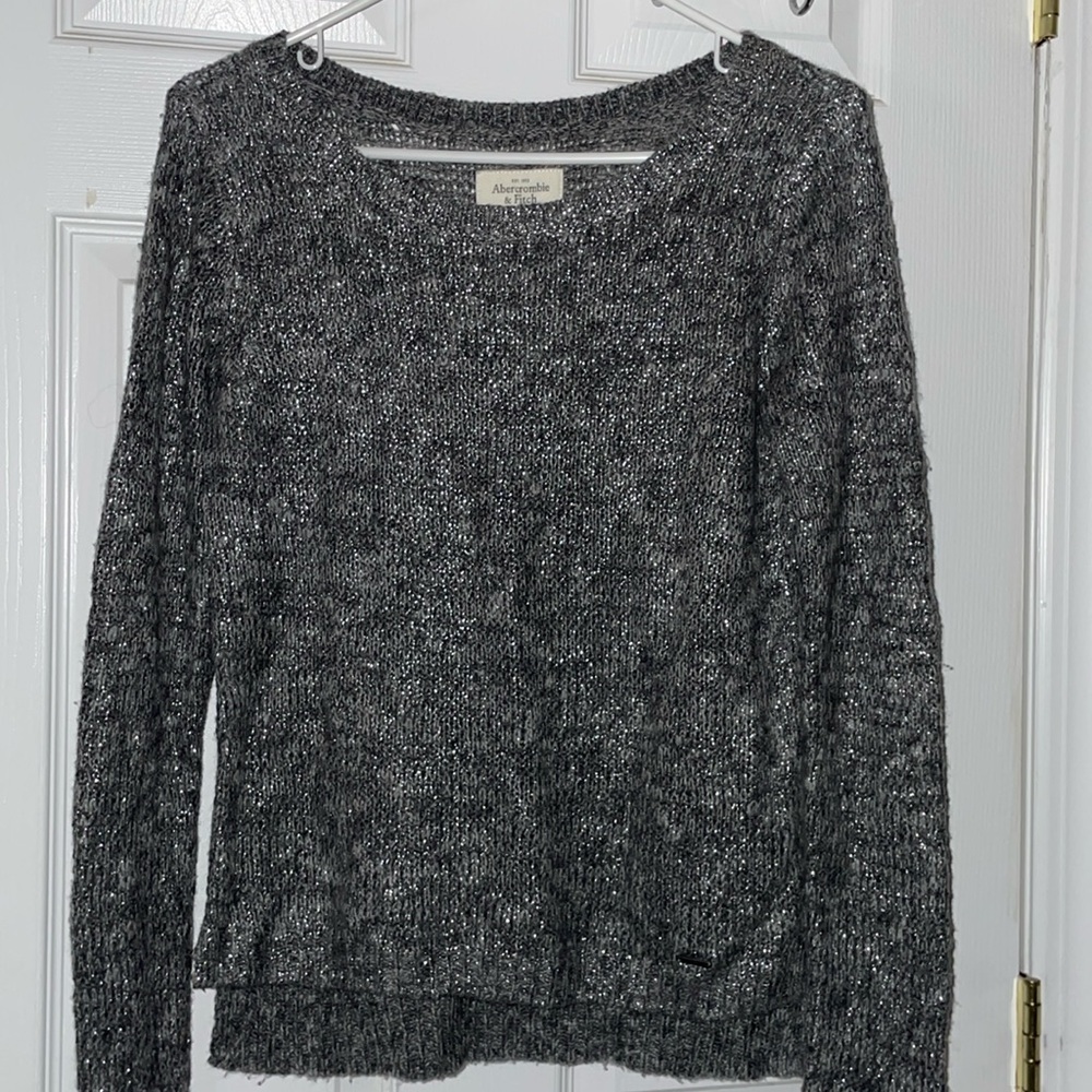 Vintage Abercrombie & Fitch Sparkly Holiday/Winter Gray Sweater